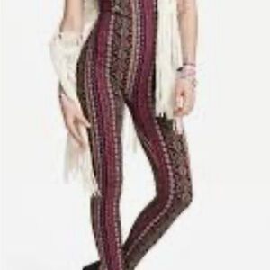 H&M Red and Black Patterned Jumpsuit